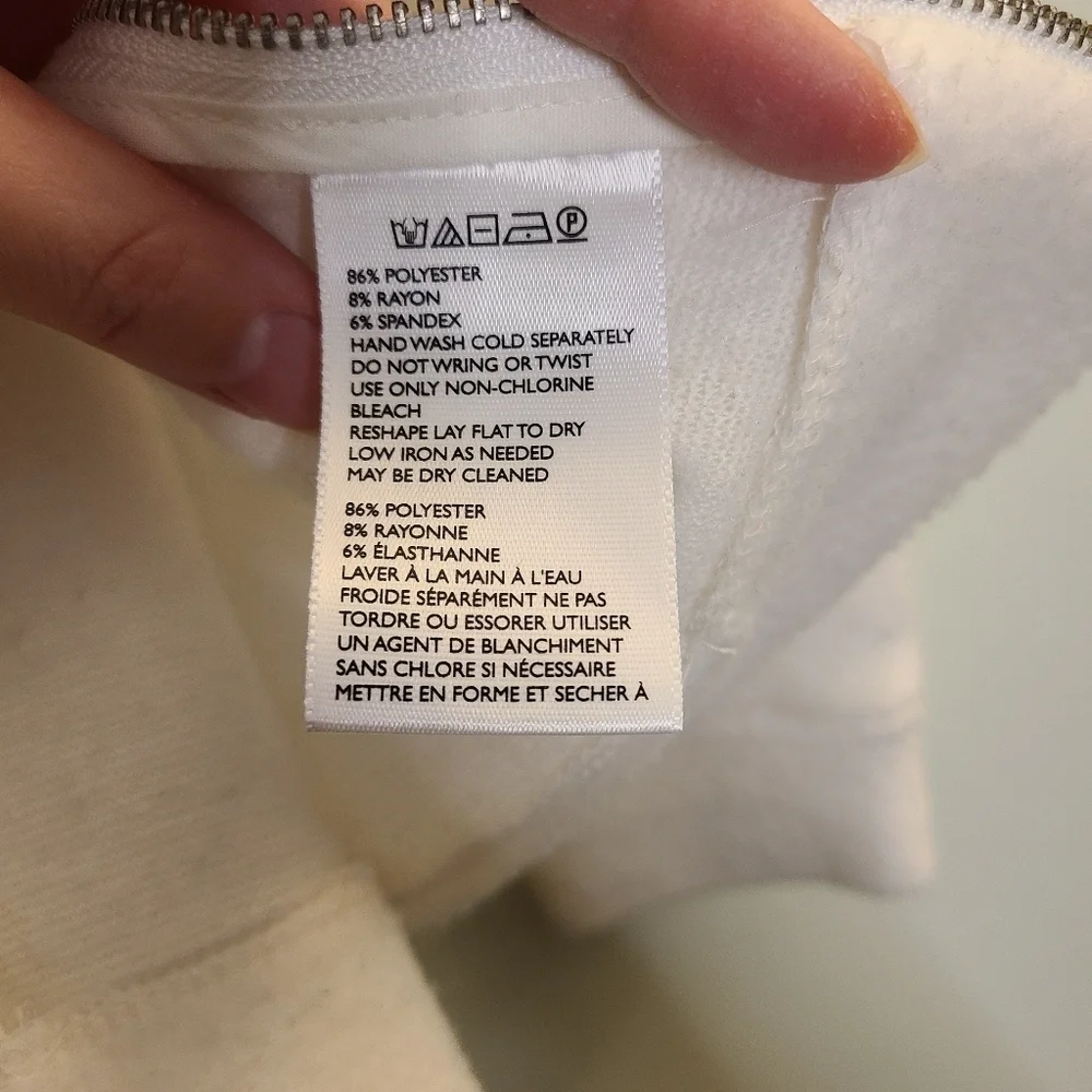 BDG Urban Outfitters White Crew Neck Pullover Sweater Size XS Side Zipper Fleece - Picture 10 of 10